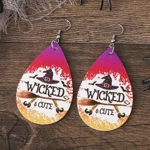 NIP FALL Wicked Cute Witch FAUX LEATHER Earrings